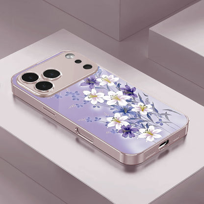 Purple Lily Pattern Hard Case for iPhone