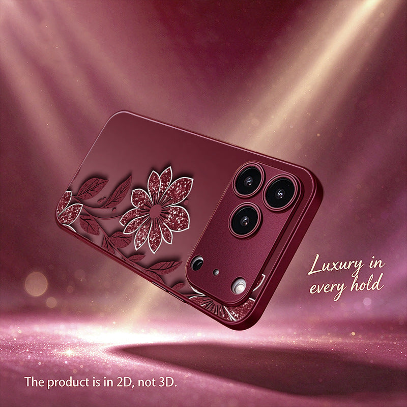 Wine Red Flower Pattern Case for iPhone