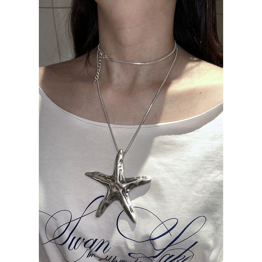 Vintage Style Silver Starfish Necklace