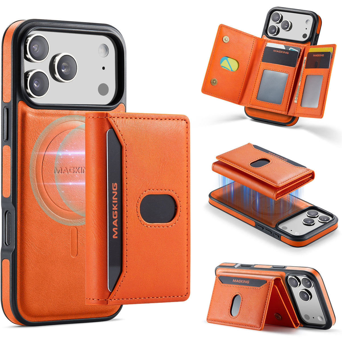 2 in 1 Magnetic Leather Wallet Case for iPhone