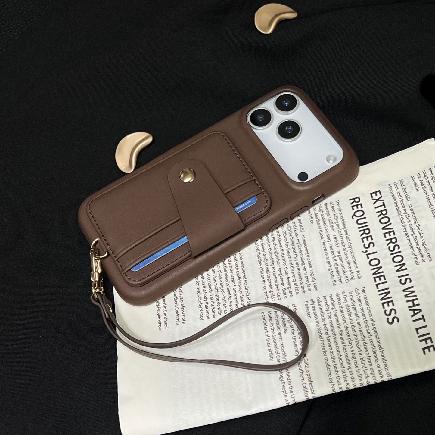 Lanyard Cardbag Leather Case for iPhone