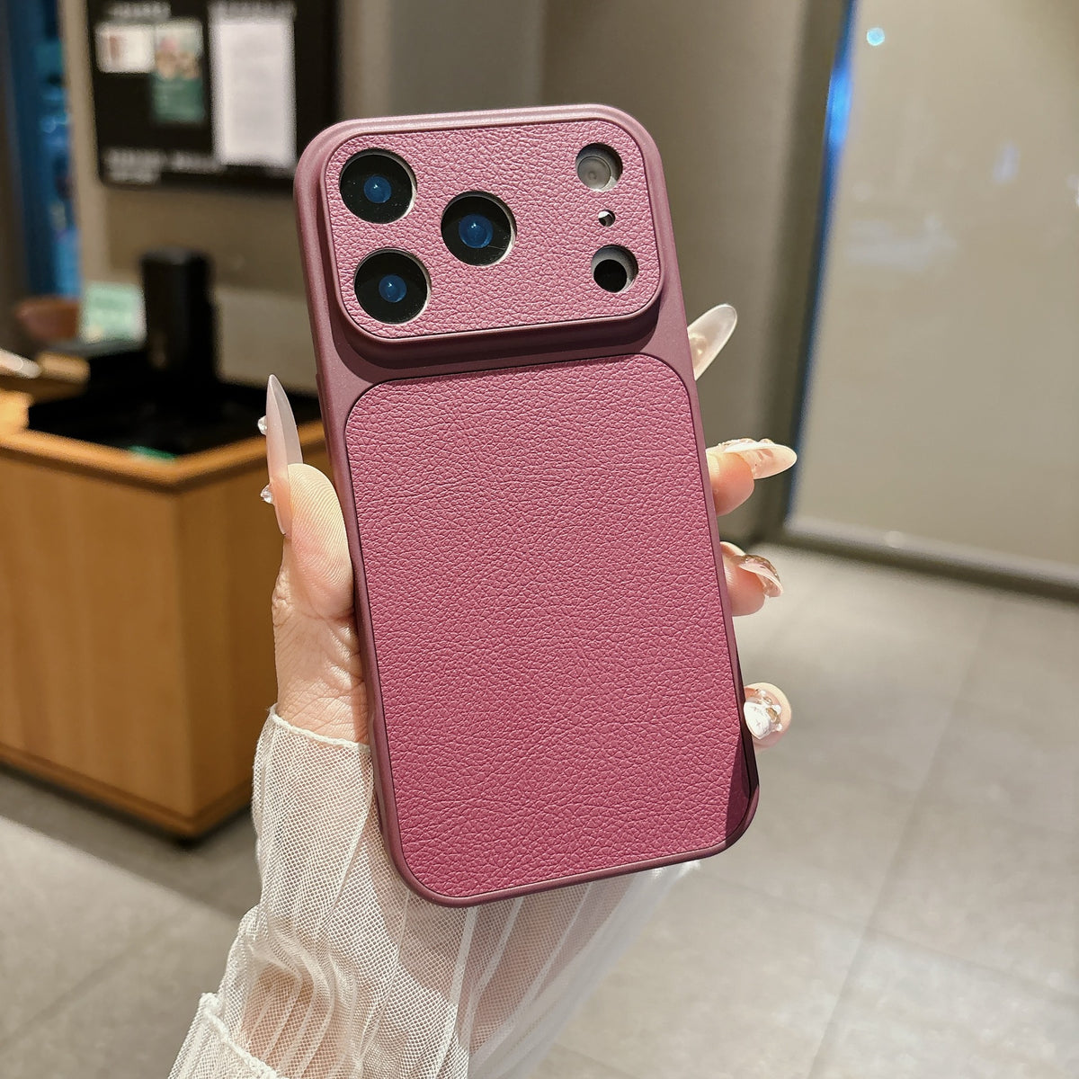 Solid Color Lychee Grain Case for iPhone