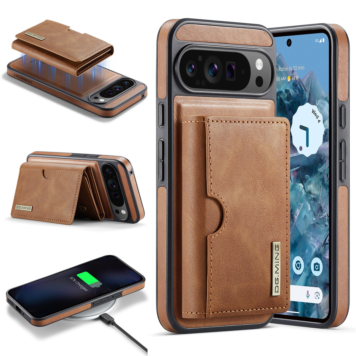 2 in 1 Magnetic Leather Wallet Case for Google Pixel