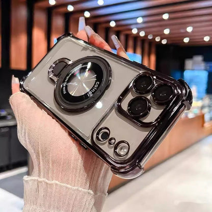 Bracket Shockproof Plating Clear Case for iPhone