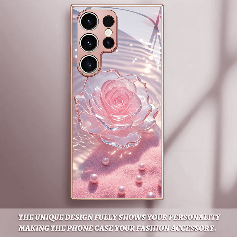 Transparent Rose Pattern Hard Case for Samsung