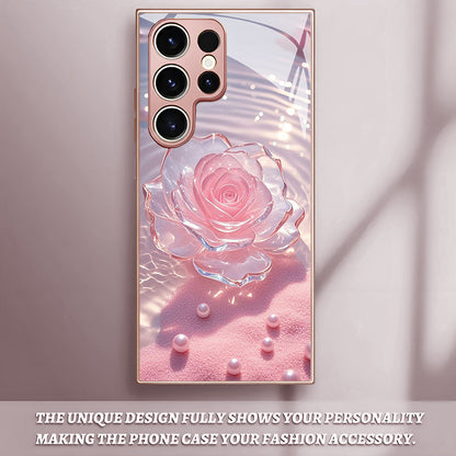Transparent Rose Pattern Hard Case for Samsung