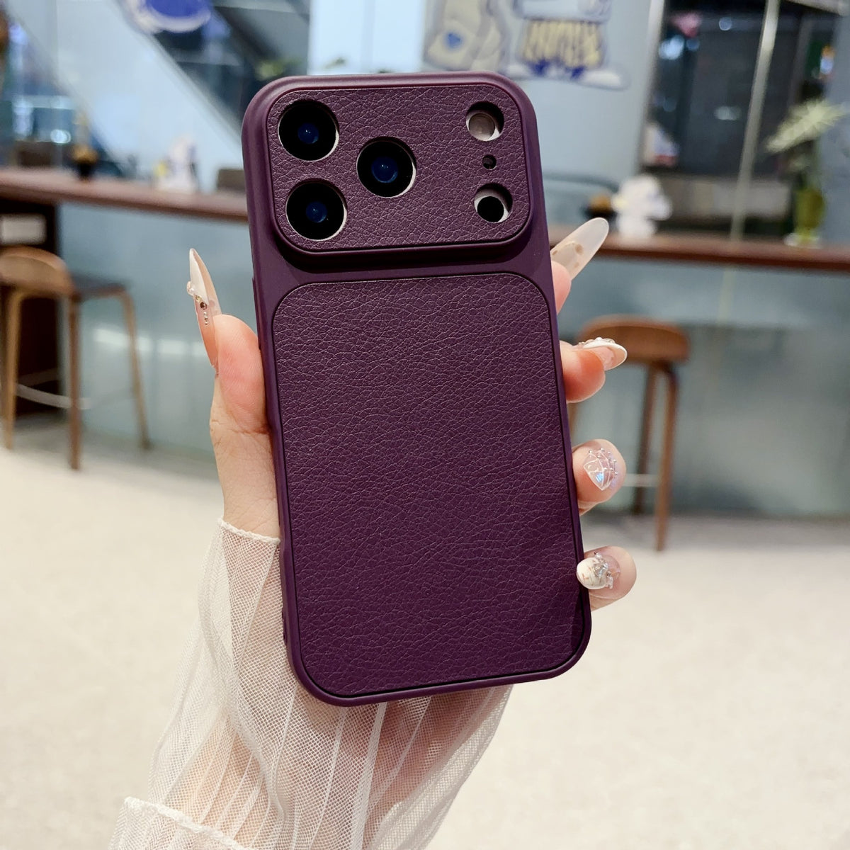 Solid Color Lychee Grain Case for iPhone