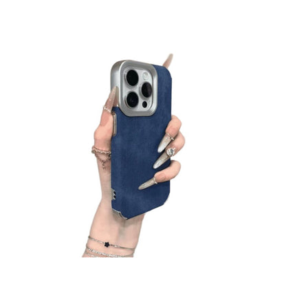 Denim Fabric Plating Frame Case for iPhone