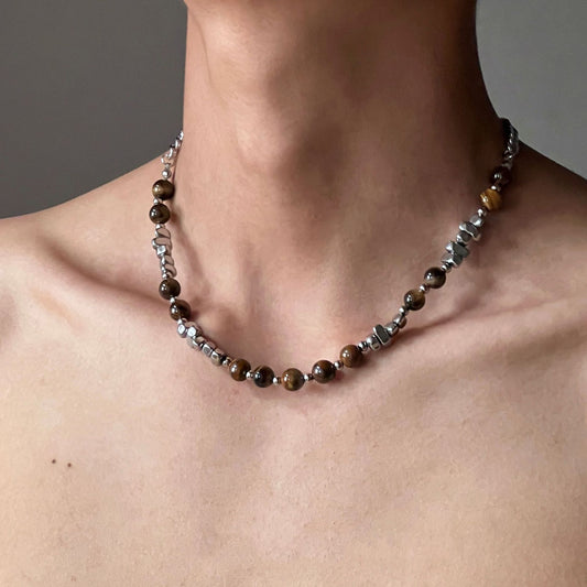 Tiger Eye Stone Titanium Steel Necklace