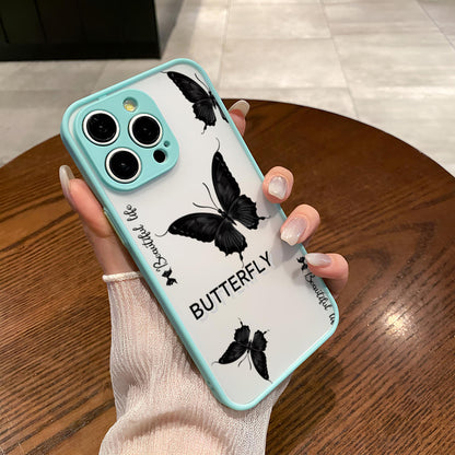 Black Butterfly Translucent Matte Case for iPhone