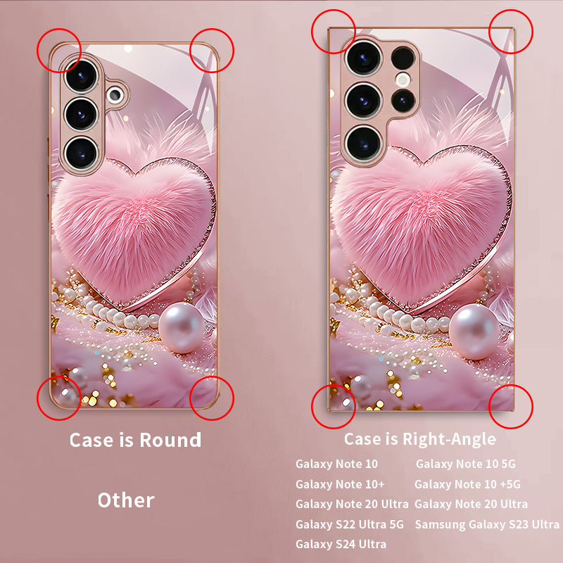 Plush Heart Pearl Pattern Hard Case for Samsung