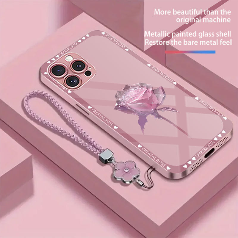 Crystal Rose Pattern Hard Case for iPhone