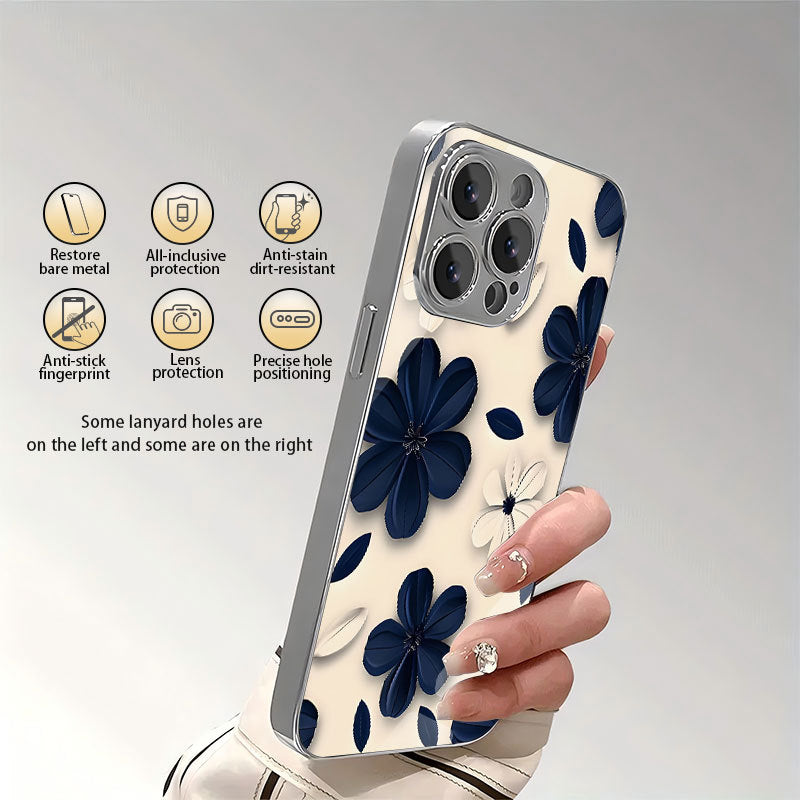 Blue White Flowers Pattern Case for iPhone