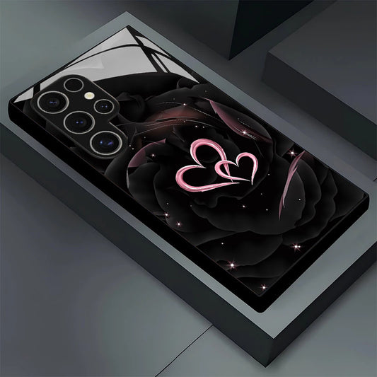 Black Rose Pink Heart Hard Case for Samsung