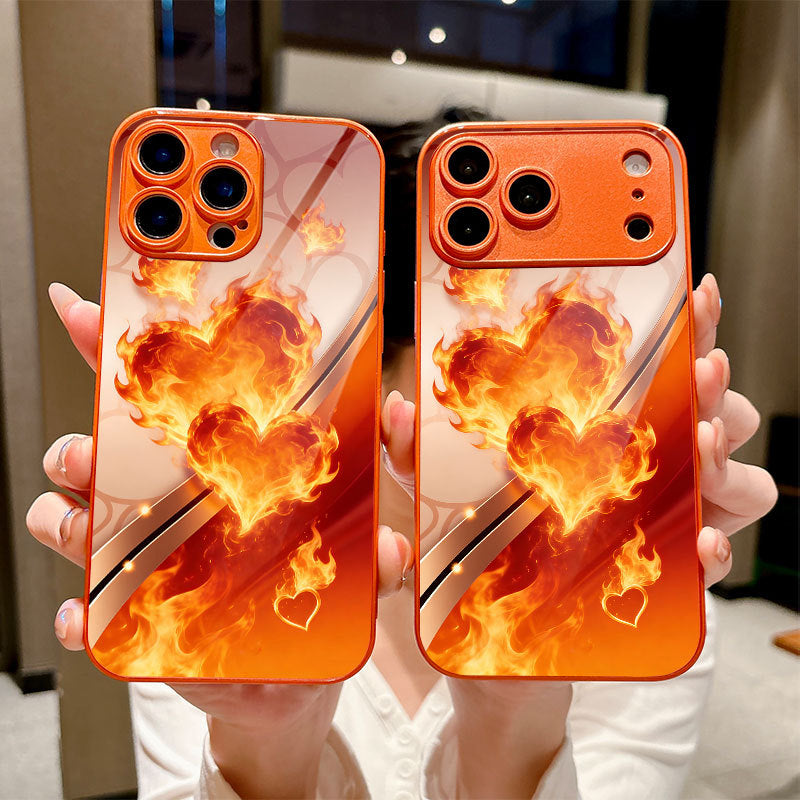 Flaming Double Hearts Hard Case for iPhone