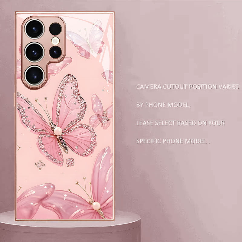 Pink Butterfly Pattern Hard Case for Samsung
