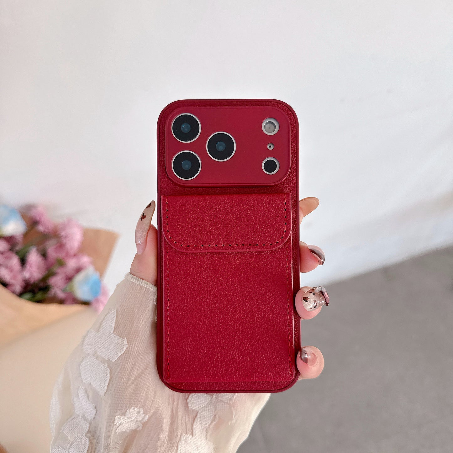 Litchi Grain Leather Wallet Case for iPhone