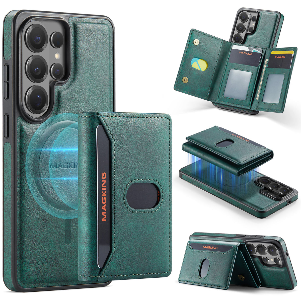 2 in 1 Magnetic Leather Wallet Case for Samsung