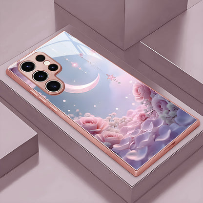Lunar Pink Rose Pattern Hard Case for Samsung
