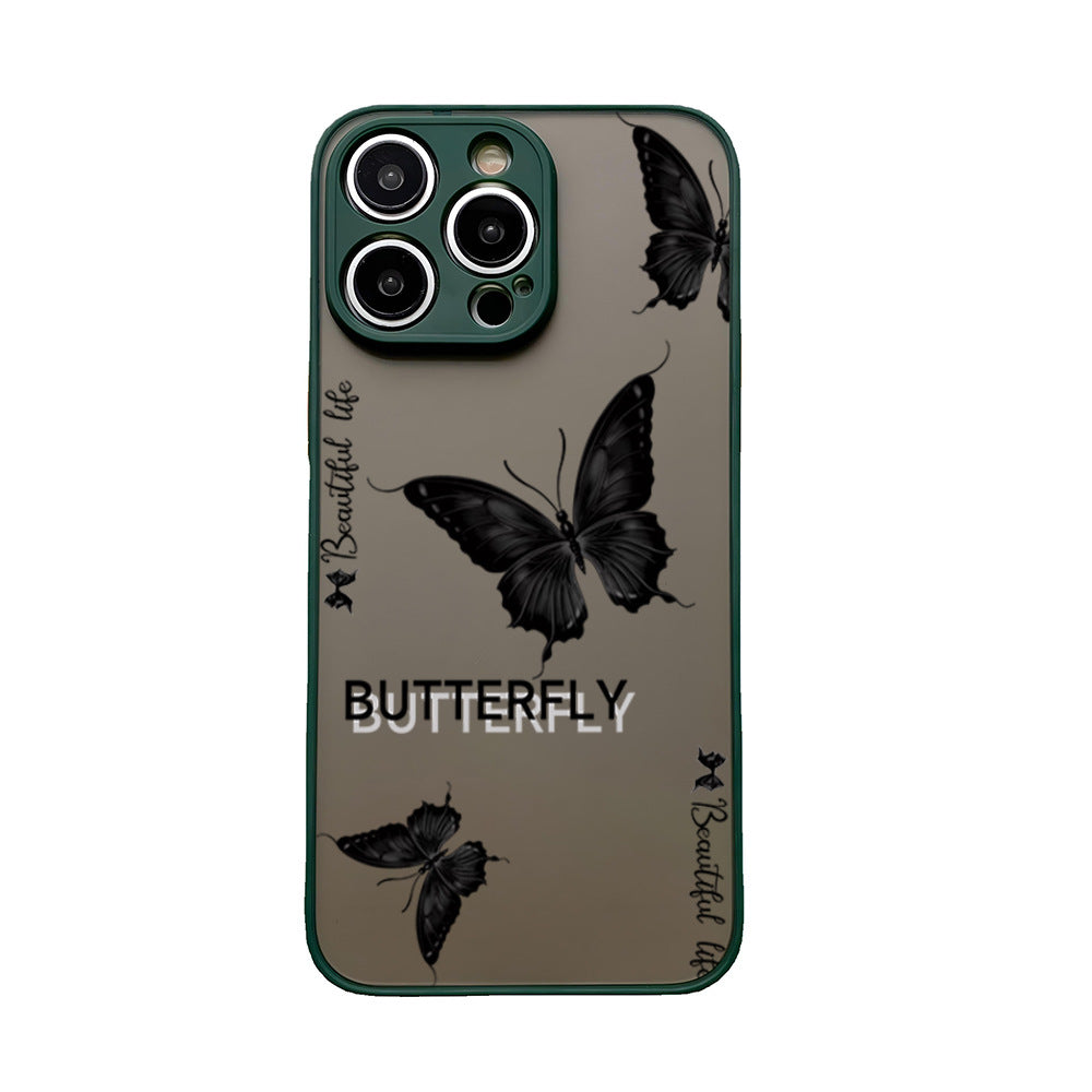 Black Butterfly Translucent Matte Case for iPhone