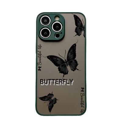 Black Butterfly Translucent Matte Case for iPhone