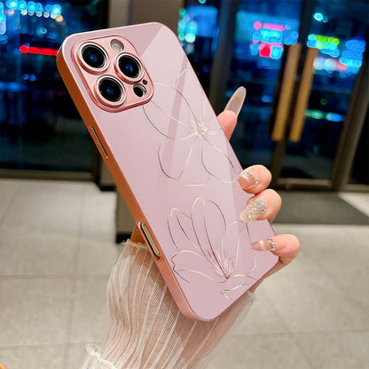 Line Art Flower Design Hard Case for iPhone