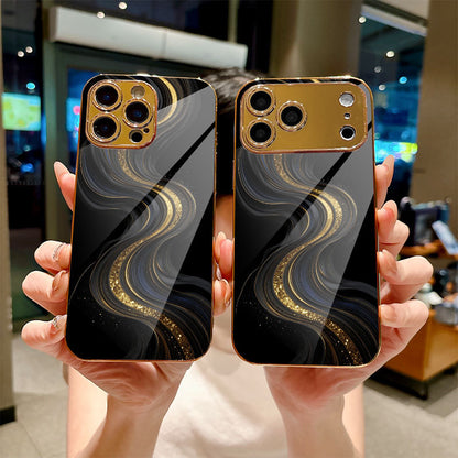 Black Gold Quicksand Pattern Case for iPhone
