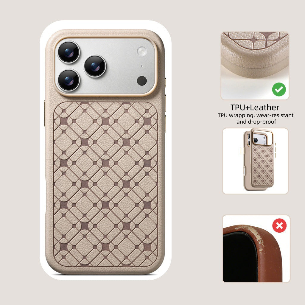 Starlight Lattice Leather Case for iPhone