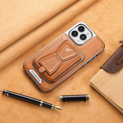 2 in 1 Bracket Card Bag Leather Case for iPhone