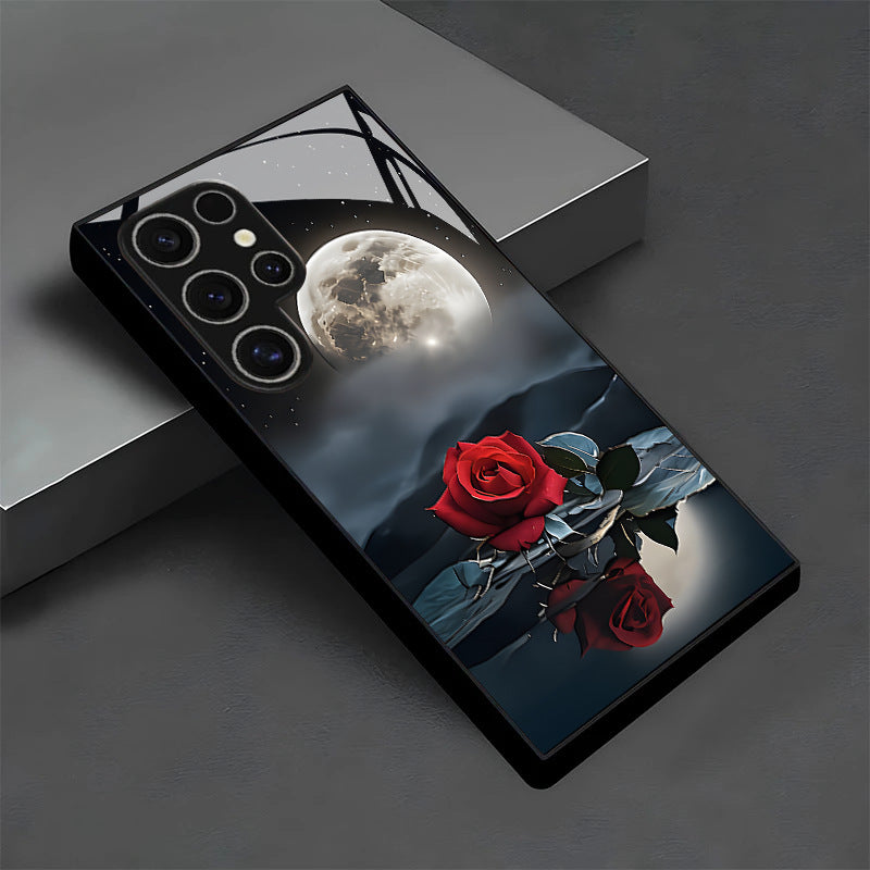 Moonlit Night Red Rose Hard Case for Samsung