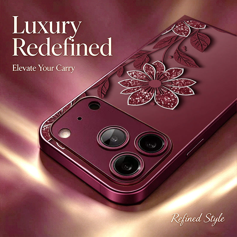 Wine Red Flower Pattern Case for iPhone
