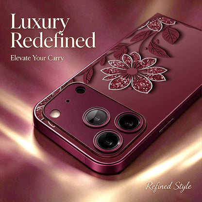 Wine Red Flower Pattern Case for iPhone