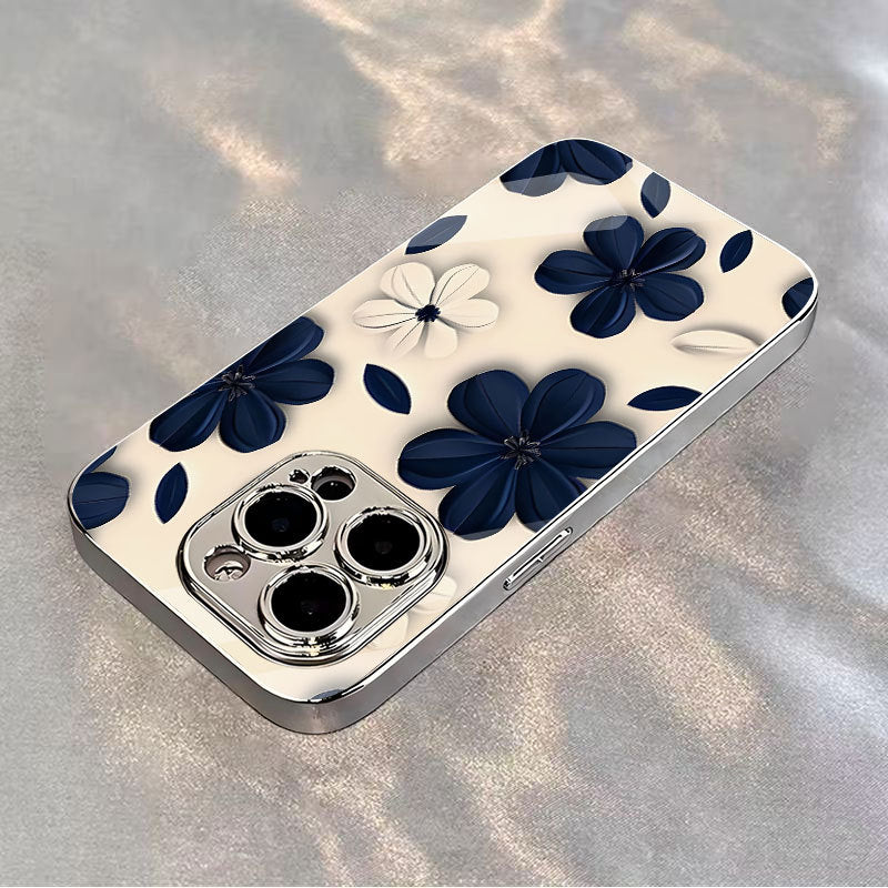 Blue White Flowers Pattern Case for iPhone