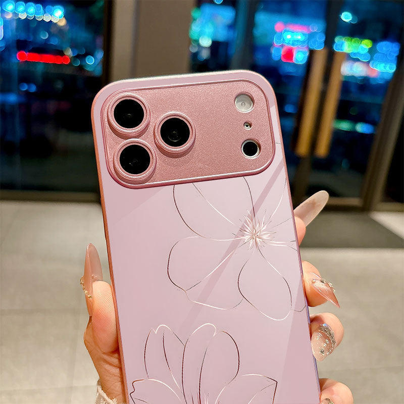 Line Art Flower Design Hard Case for iPhone