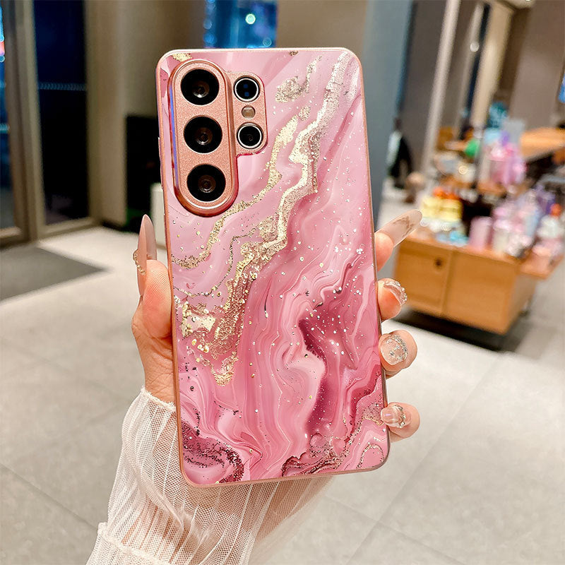 Gold Pink Marble Pattern Hard Case for Samsung