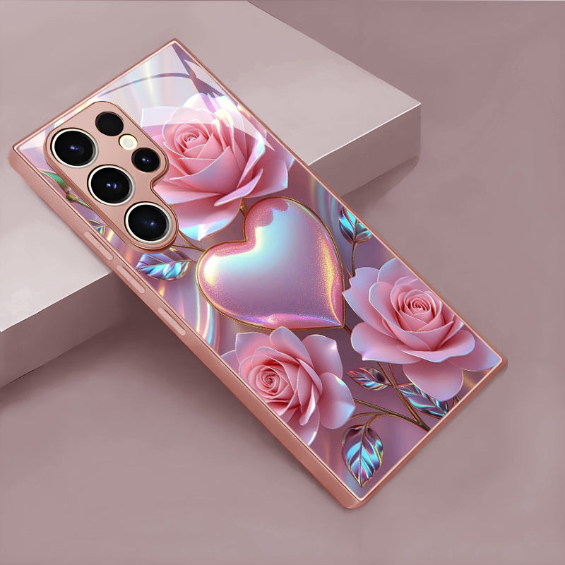 Pink Rose Heart Pattern Hard Case for Samsung