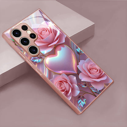 Pink Rose Heart Pattern Hard Case for Samsung