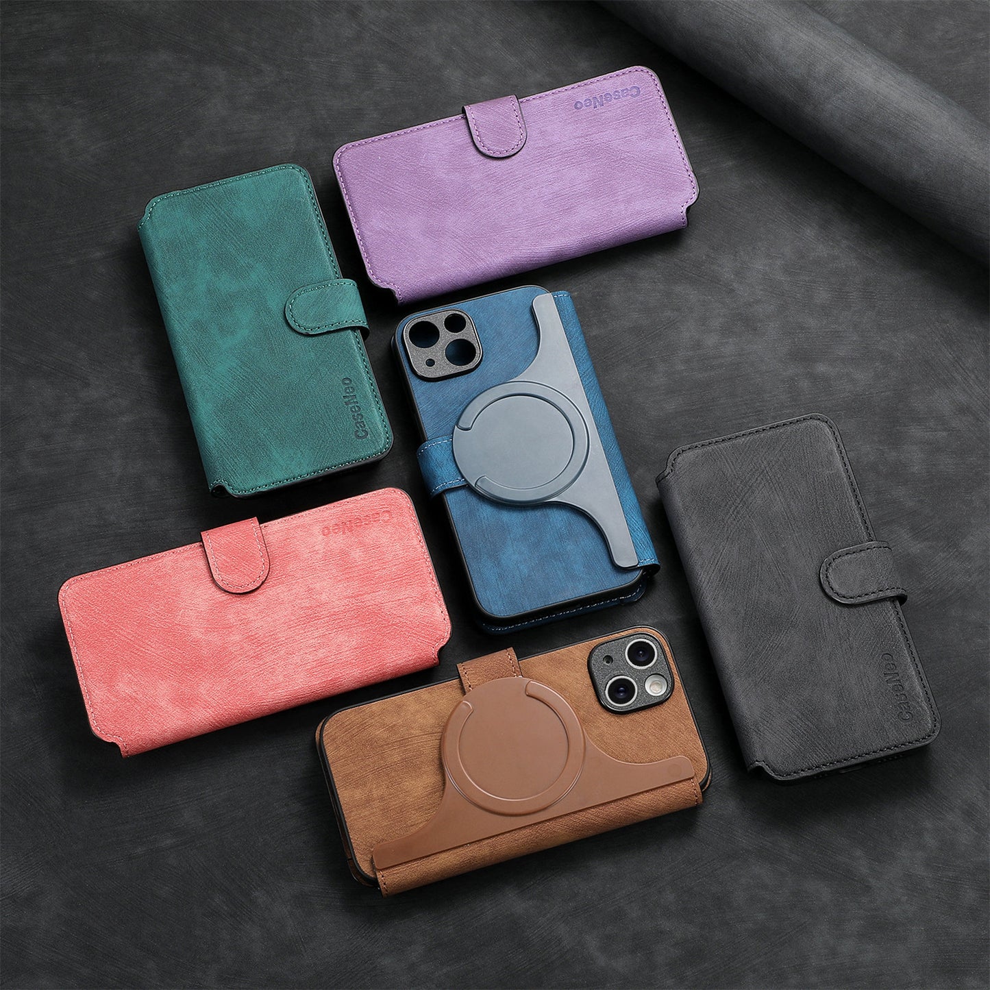 Detachable Tumbled Leather Flip Case for iPhone