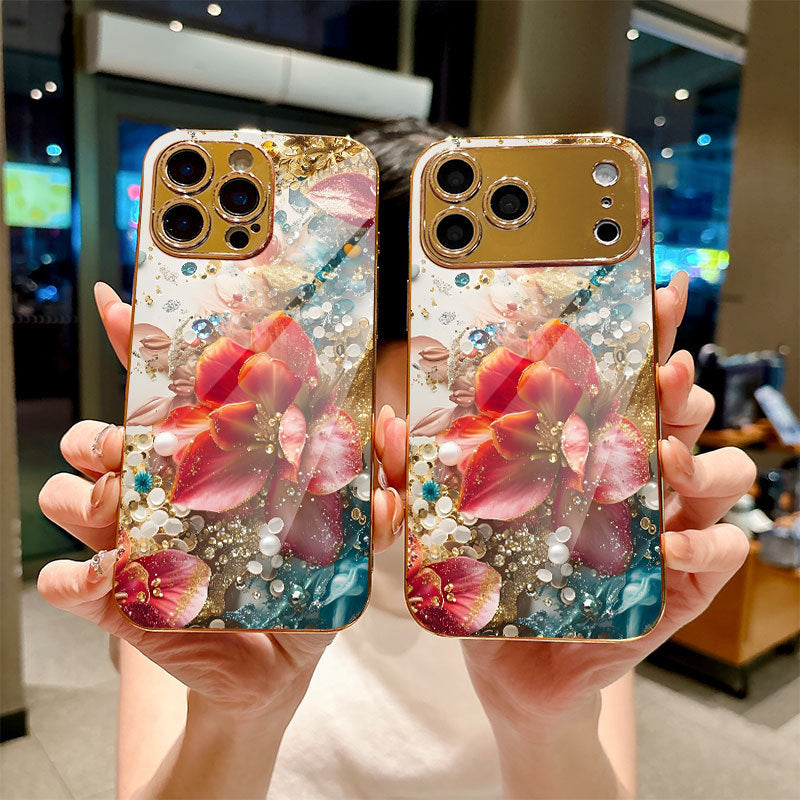 Red Flower Pattern Hard Case for iPhone
