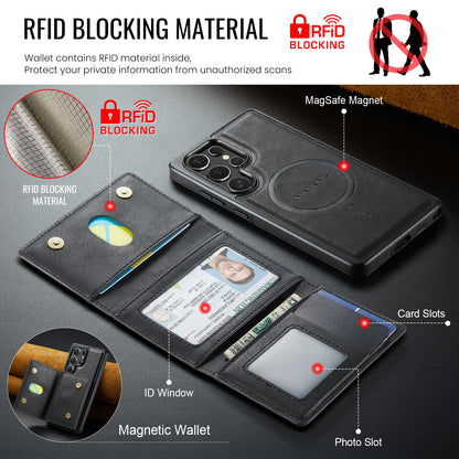 2 in 1 Magnetic Leather Wallet Case for Samsung