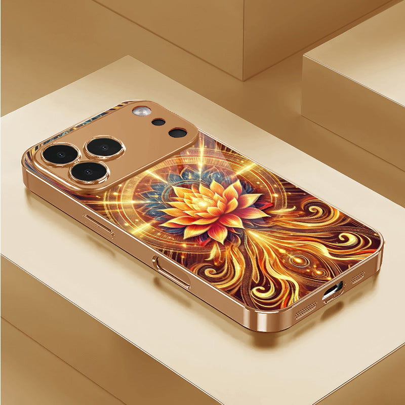 Golden Lotus Pattern Hard Case for iPhone