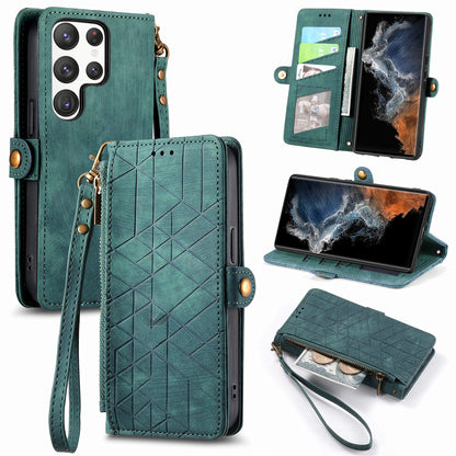Geometric Textures Tumbled Leather Flip Case for Samsung