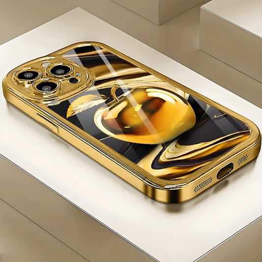 Gold Apple Pattern Hard Case for iPhone