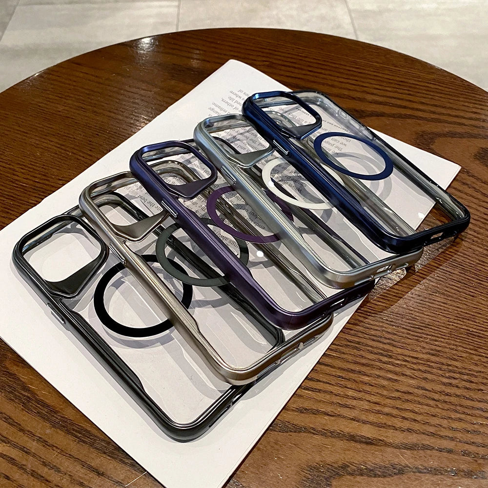 Plating Transparent Shockproof Case For iPhone