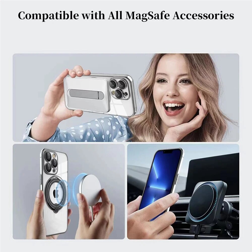 Plating Ring Magnetic Transparent Case For iPhone