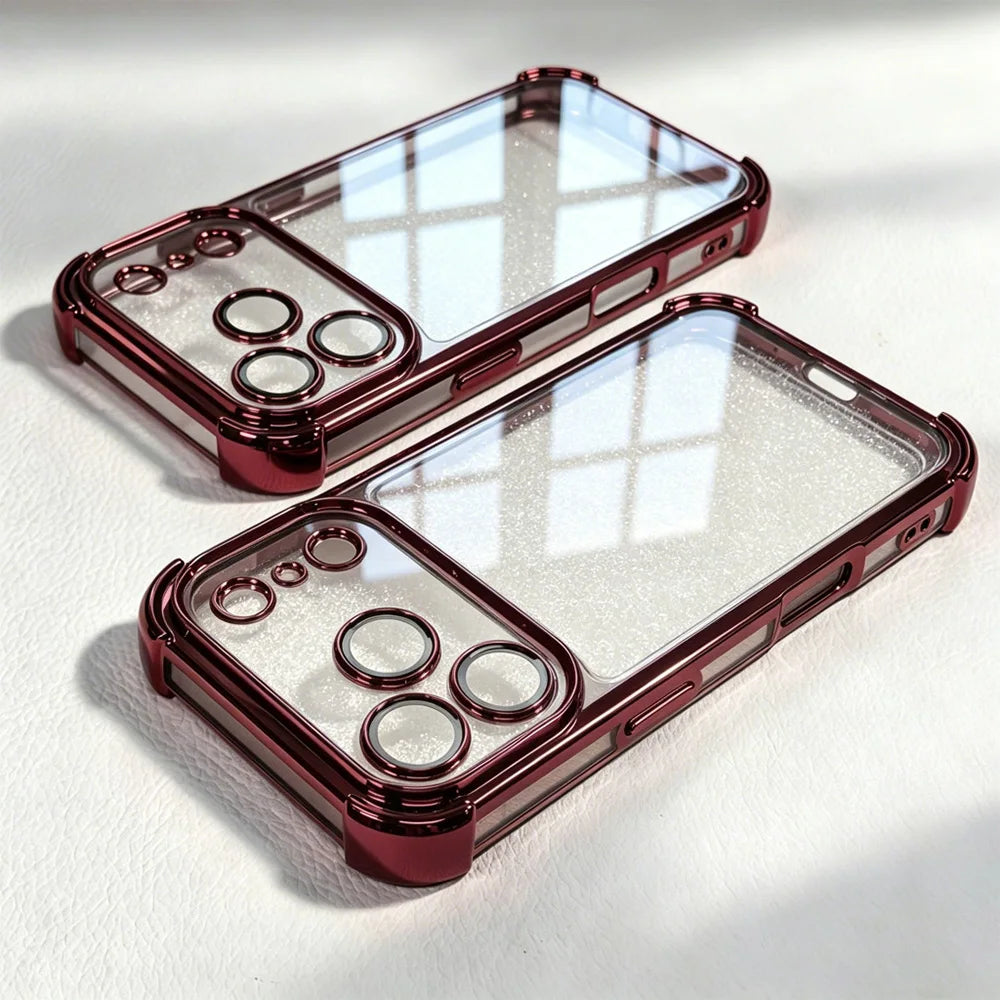 Shockproof Plating Transparent Case for iPhone