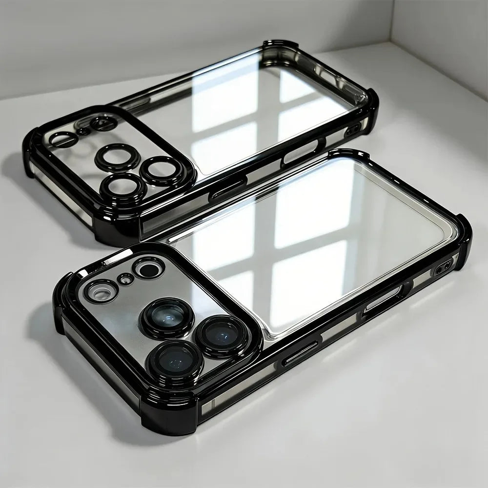 Shockproof Plating Transparent Case for iPhone