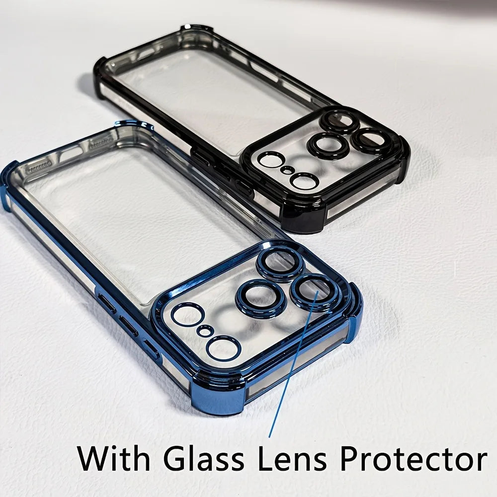 Shockproof Plating Transparent Case for iPhone