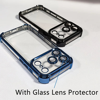 Shockproof Plating Transparent Case for iPhone