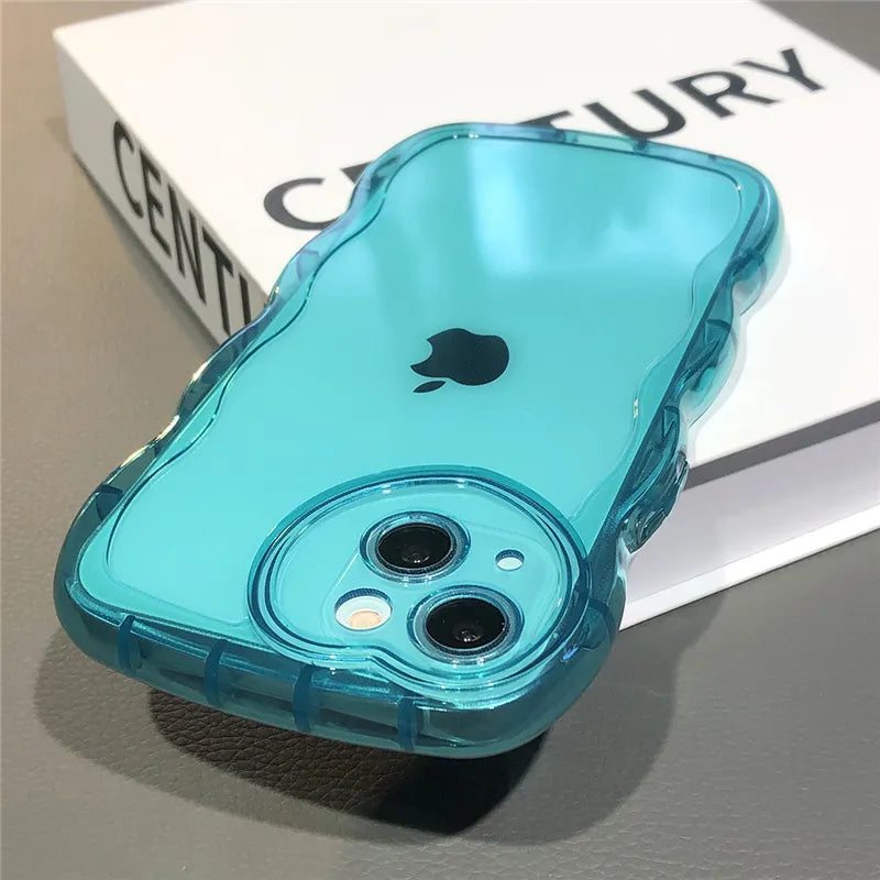 Lens Protection Wavy Clear Soft Case For iPhone